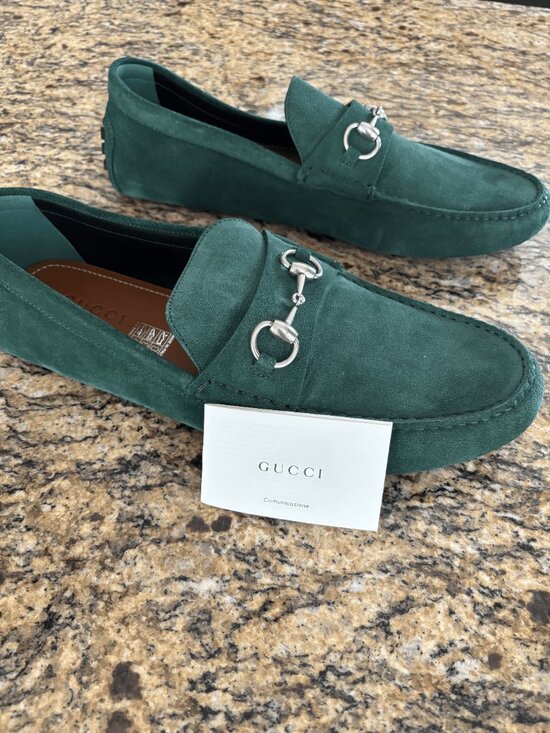 Gucci Men\'s Green Suede Loafers Size 12.5 main image 7